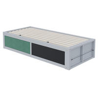 KINDEREINZELBETTEN aus Holz 90x200 cm in Grau mit hydraulischem Stauraum - Grau, Holz (90/200cm) - Modfu
