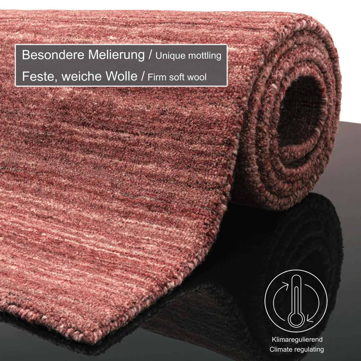 HANDWEBTEPPICH Pure 250x300 cm - Rot, Textil (250/300cm) - THEKO