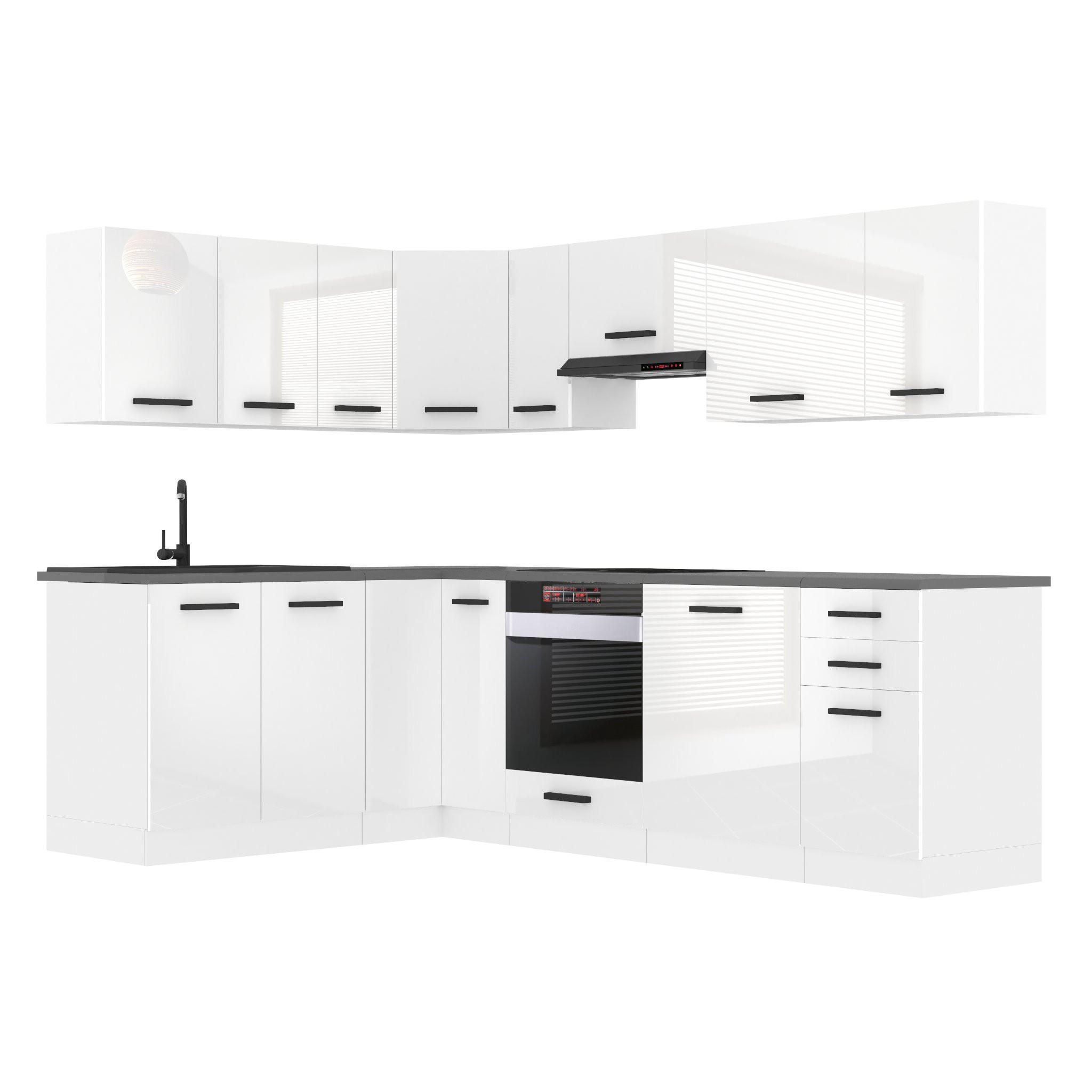 KÜCHE L-Form Janet, ohne Arbeitsplatten, Weiß Hochglanz - Weiß Hochglanz, Holz (360/204/60cm) - B BELINI GROUP