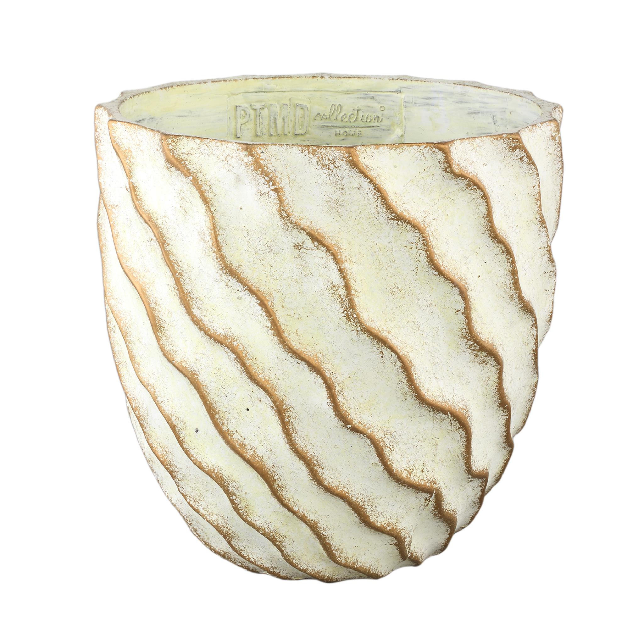 TOPF Sharlae Beige 40/40/40cm - Beige, Stein (40cm) - PTMD Collection