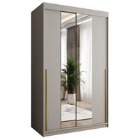 SCHWEBETÜRENSCHRANK mit Spiegel 120 cm Breite Kaschmir mit Goldgriff - Kaschmir/Goldfarben, Holzwerkstoff (120/200/62cm) - Home Collective