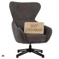 OHRENSESSEL Marconia - Dunkelgrau/Schwarz, Textil/Metall (75/109/80cm) - Mr. Deko