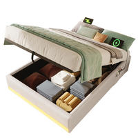 POLSTERBETT 90/200 cm Beige mit LED-Beleuchtung und USB- sowie Typ-C-Anschlüssen - Beige, Textil (90/200cm) - OKWISH