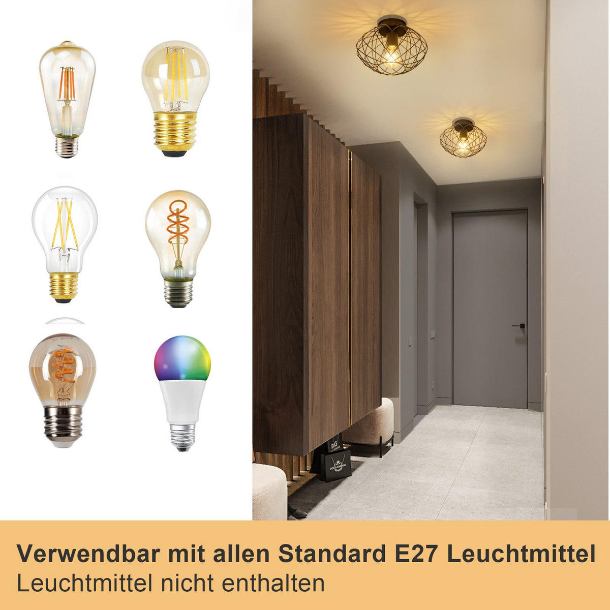 DECKENLEUCHTE Ladner 25/25/17.5cm - Schwarz, Metall (25/25/17.5cm) - Nettlife