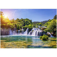 FOTOTAPETE Wasserfall 3D Natur 350x250 - Multicolor, Papier (350/250cm) - Wallarena