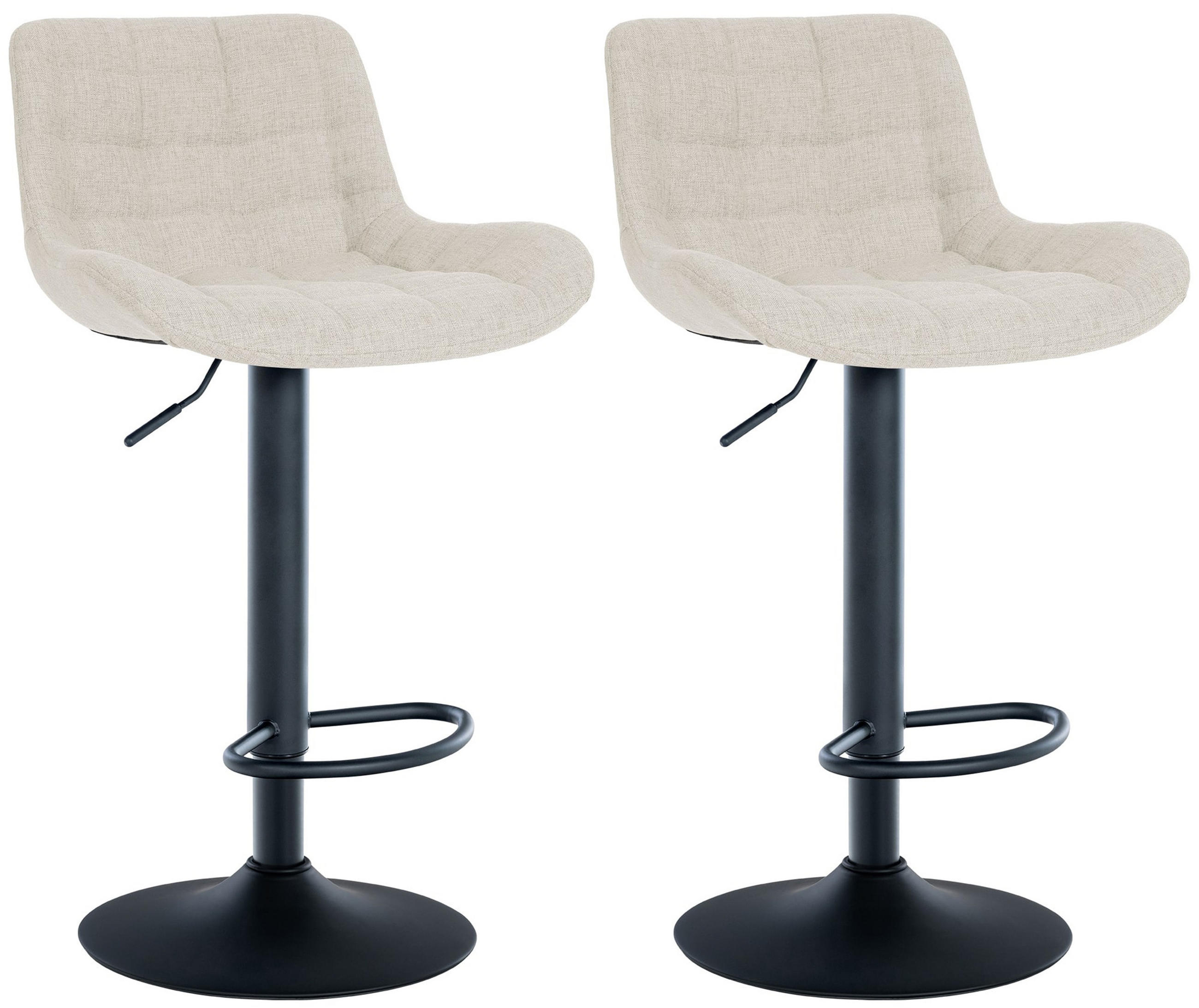 BARHOCKER 2er Set Tower Stoff creme - Schwarz/Naturfarben, Textil/Metall (48/105/54cm) - TPFLiving