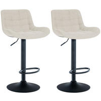 BARHOCKER 2er Set Tower Stoff creme - Schwarz/Naturfarben, Textil/Metall (48/105/54cm) - TPFLiving