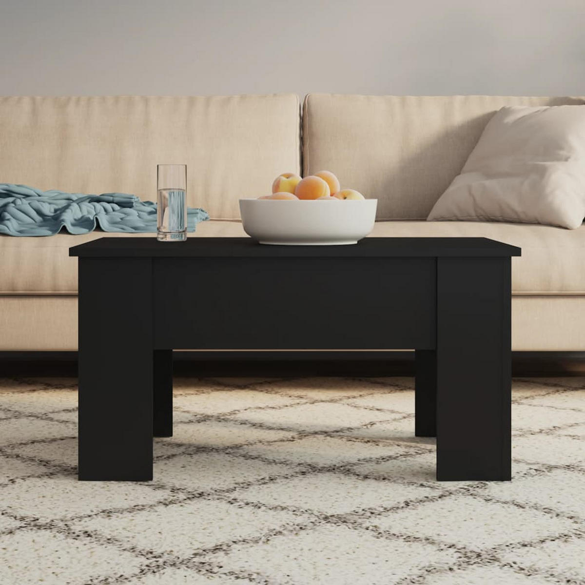 COUCHTISCH Schwarz 79x49x41 cm Holzwerkstoff - Schwarz, Holzwerkstoff (79/49/41cm) - furnicato