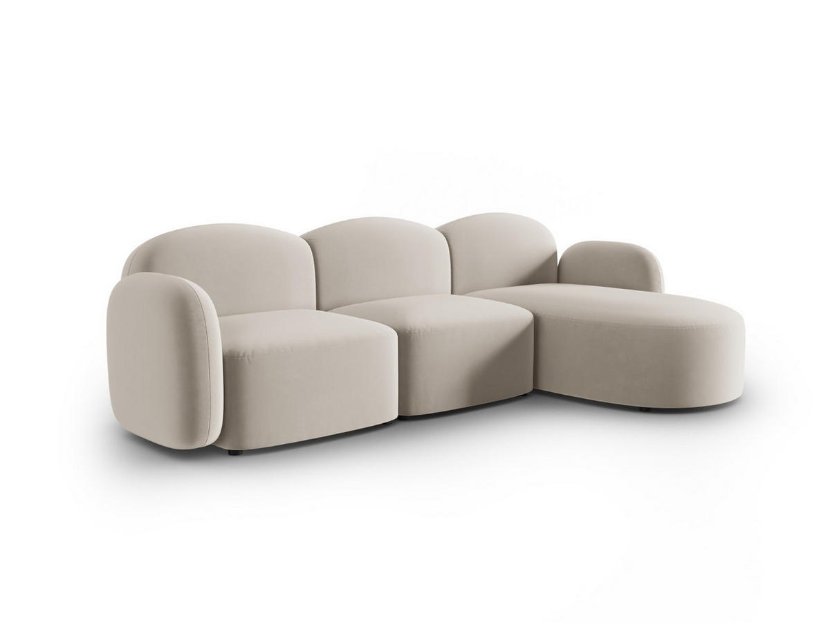 ECKSOFA rechts Blair aus Samt leichtes beige 4 Sitzplätze - Beige, Textil (155/272cm) - Micadoni