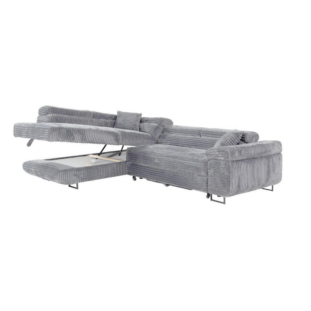 ECKSCHLAFSOFA Luis L, mit Schlaffunktion und Bettkasten – praktisch und bequem, Links, Grau - Schwarz/Grau, Textil (275/205cm) - AN-Moebel 4u