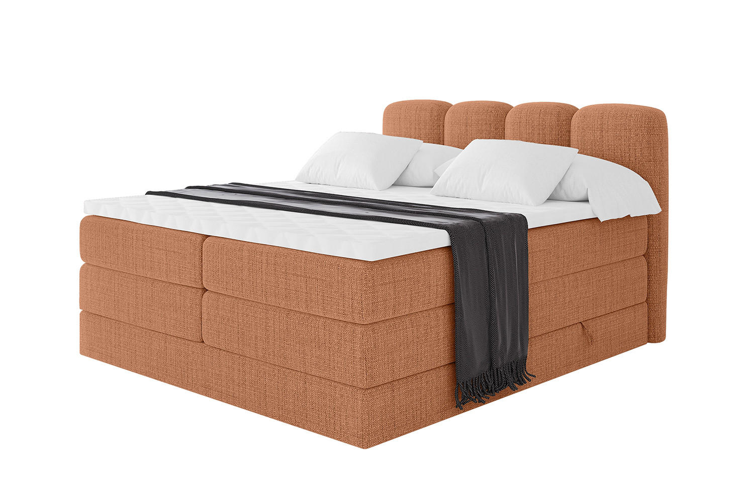 BOXBETT mit Matratze H3|H4 - NINA KING - 160x200 cm - Apricot - Orange, Holzwerkstoff (160/200cm) - ALTDECOR