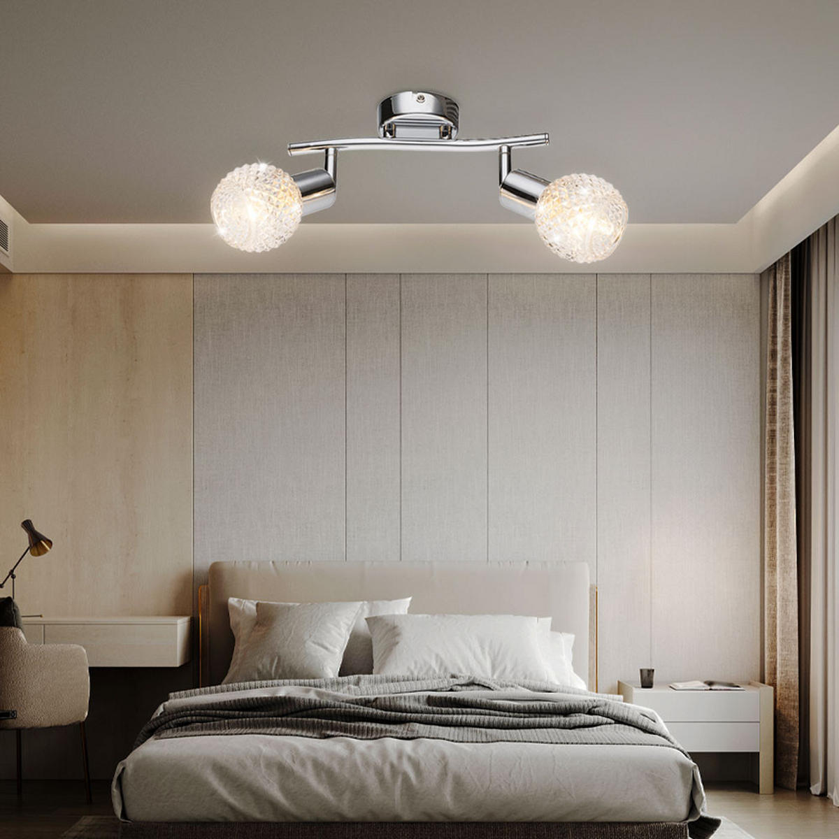 DECKENLEUCHTE Metall Glas Silber 2er Set - Silberfarben, Glas (25/8/19cm) - Globo Lighting