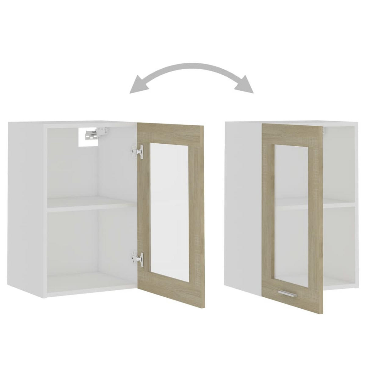 KÜCHENOBERSCHRANK Lyon mit Glas Tür 40/31/60 cm aus Holzwerkstoff Sonoma-Eiche Dekor - Sonoma Eiche, Holz (40/60/31cm) - vidaXL