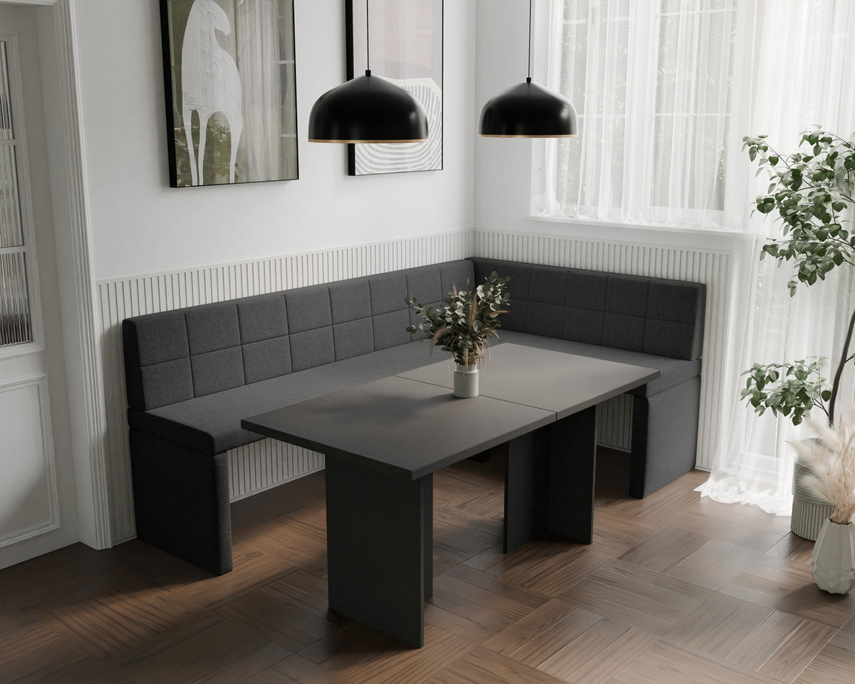 ECKBANK rechts MELVIN Webstoff, 128/168 cm Anthrazit - Anthrazit, Holz/Textil (128/168cm) - Idohome