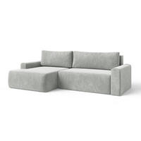 ECKSOFA MILO LARGE mit Schlaffunktion, Bettkasten und Cordbezug, Links - VIBE 86 - Grau, Holz (270/142cm) - Dekori_Interiors