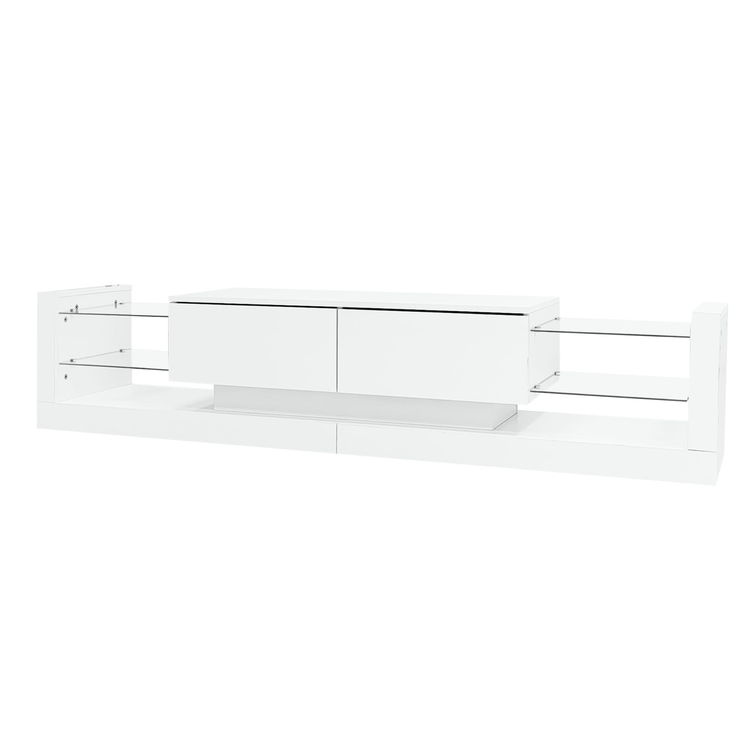 TV-ELEMENT181X38X38CM Hochglanz-Weiß mit LED-Beleuchtung für 80-Zoll - Weiß, Holz (45.72/15.88/101.6cm) - Raelunyi