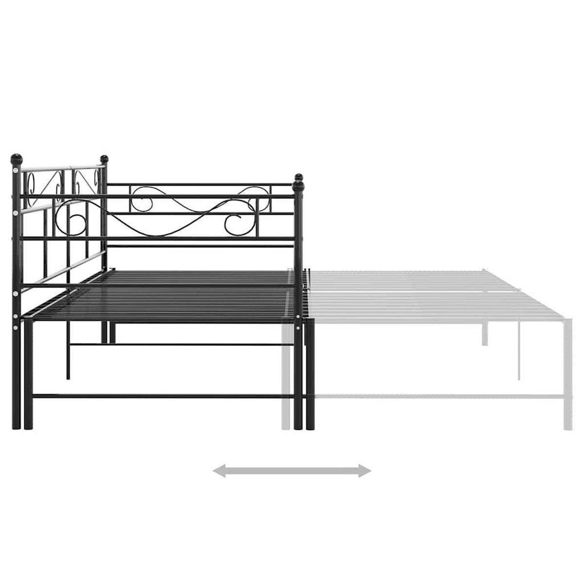 TAGESBETT AUSZIEHBAR SCHWARZ METALL 90X200 CM - Schwarz, Metall - vidaXL