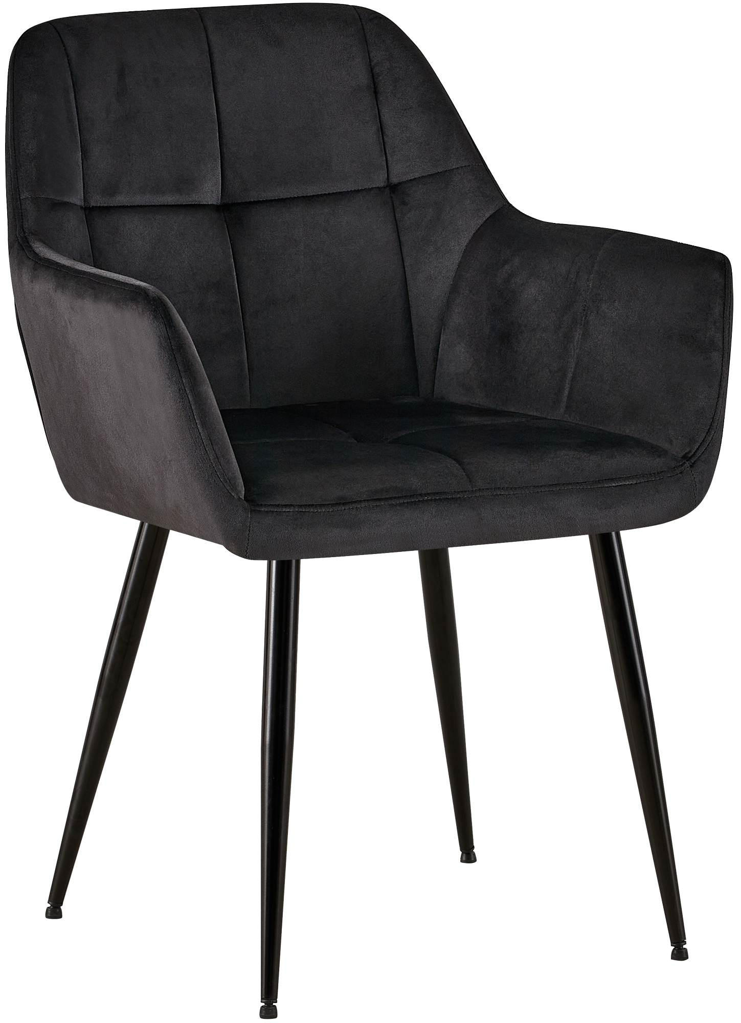 ARMLEHNENSTUHL Samt schwarz - Schwarz, Textil/Metall (56.5/84/61cm) - CLP