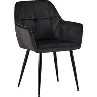 ARMLEHNENSTUHL Samt schwarz - Schwarz, Textil/Metall (56.5/84/61cm) - CLP