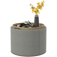 HOCKER DE-07103 mit verstecktem Stauraum, umkehrbarer Deckel, Leinenoptik Grau/Natur - Grau, Holzwerkstoff (56/42/56cm) - ComfortXL