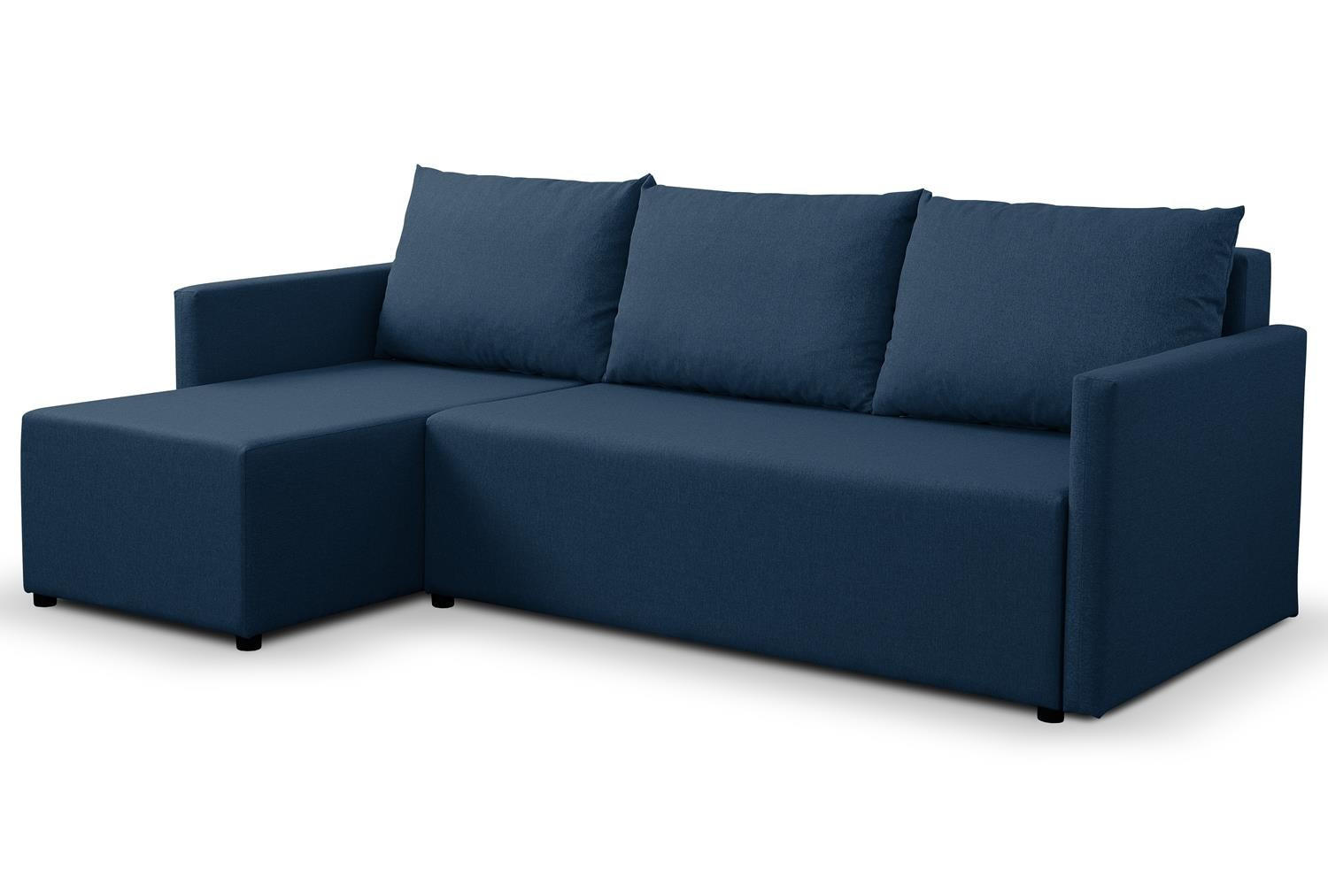 ECKSOFA Kriso Blau, mit Schlaffunktion und Bettzeugstauraum - Blau, Holzwerkstoff (217/138cm) - Bettso