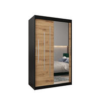 SCHWEBETÜRENSCHRANK 200/120/62 2-türig - Silberfarben/Schwarz, Holz/Kunststoff (120/200/62cm) - Abiks Möbel