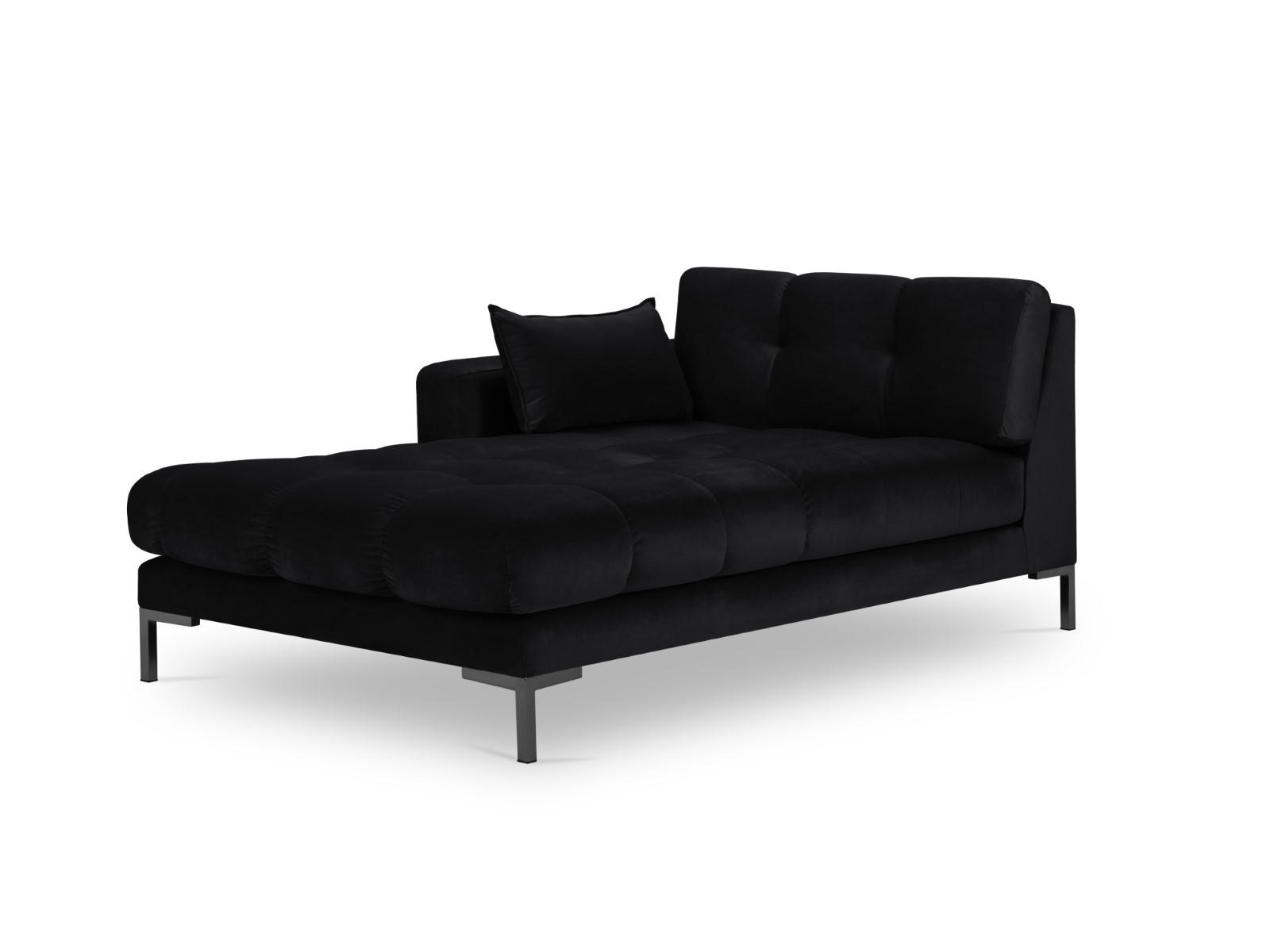 CHAISELONGUE links Mamaia aus Samt schwarz - Schwarz, Textil (102/75/185cm) - Micadoni
