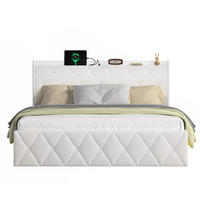 POLSTERBETT 140/200 cm mit LED-Beleuchtung, USB-Ladefunktion und Stauraum, Weiß - Weiß, Textil (140/200cm) - Redom