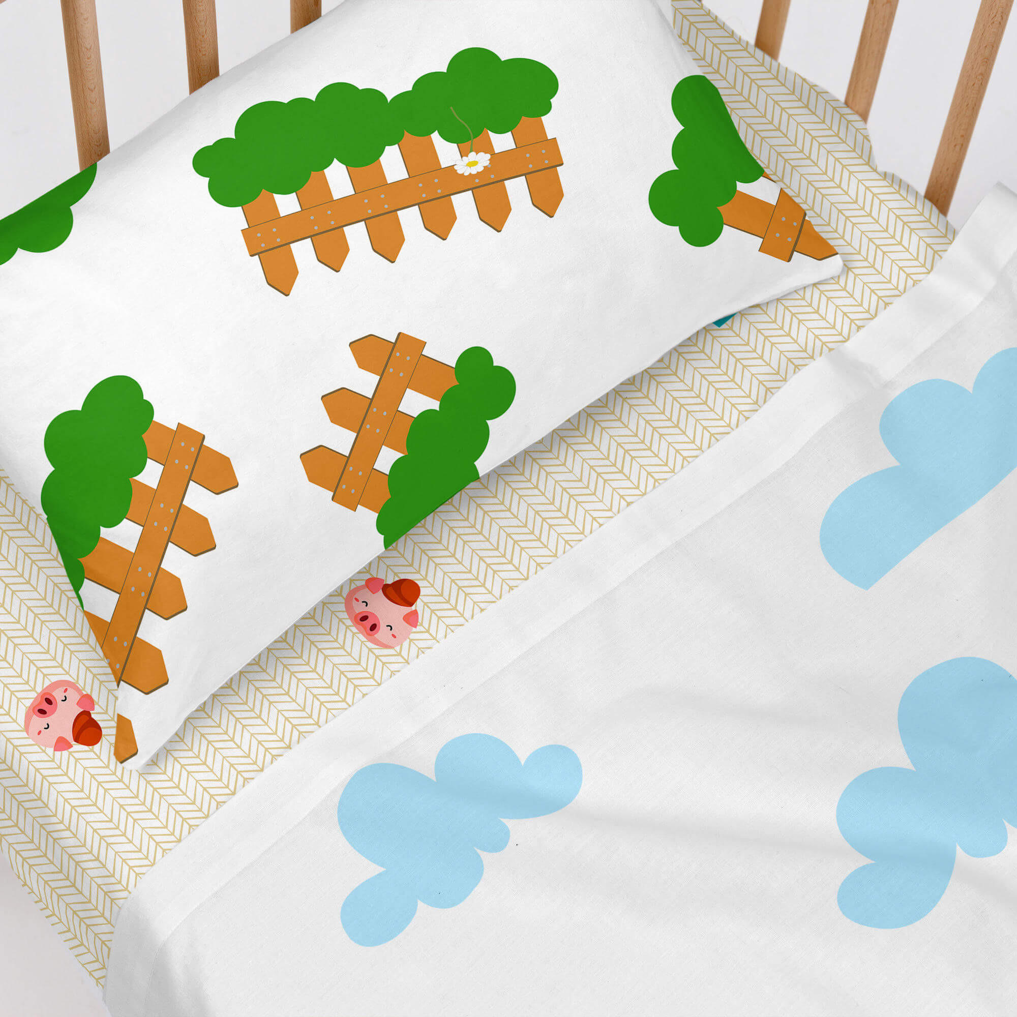SPANNBETTTUCH piggys 60x120x14 cm (kinderbett) mehrfarbig - Multicolor, Textil (60/120cm) - Happy Friday