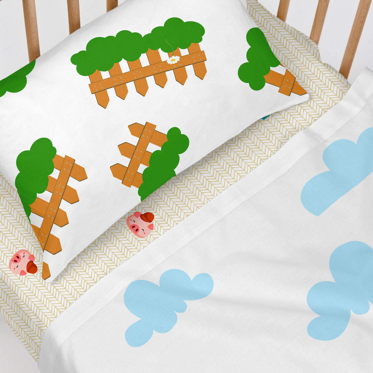 SPANNBETTTUCH piggys 60x120x14 cm (kinderbett) mehrfarbig - Multicolor, Textil (70/140cm) - Happy Friday