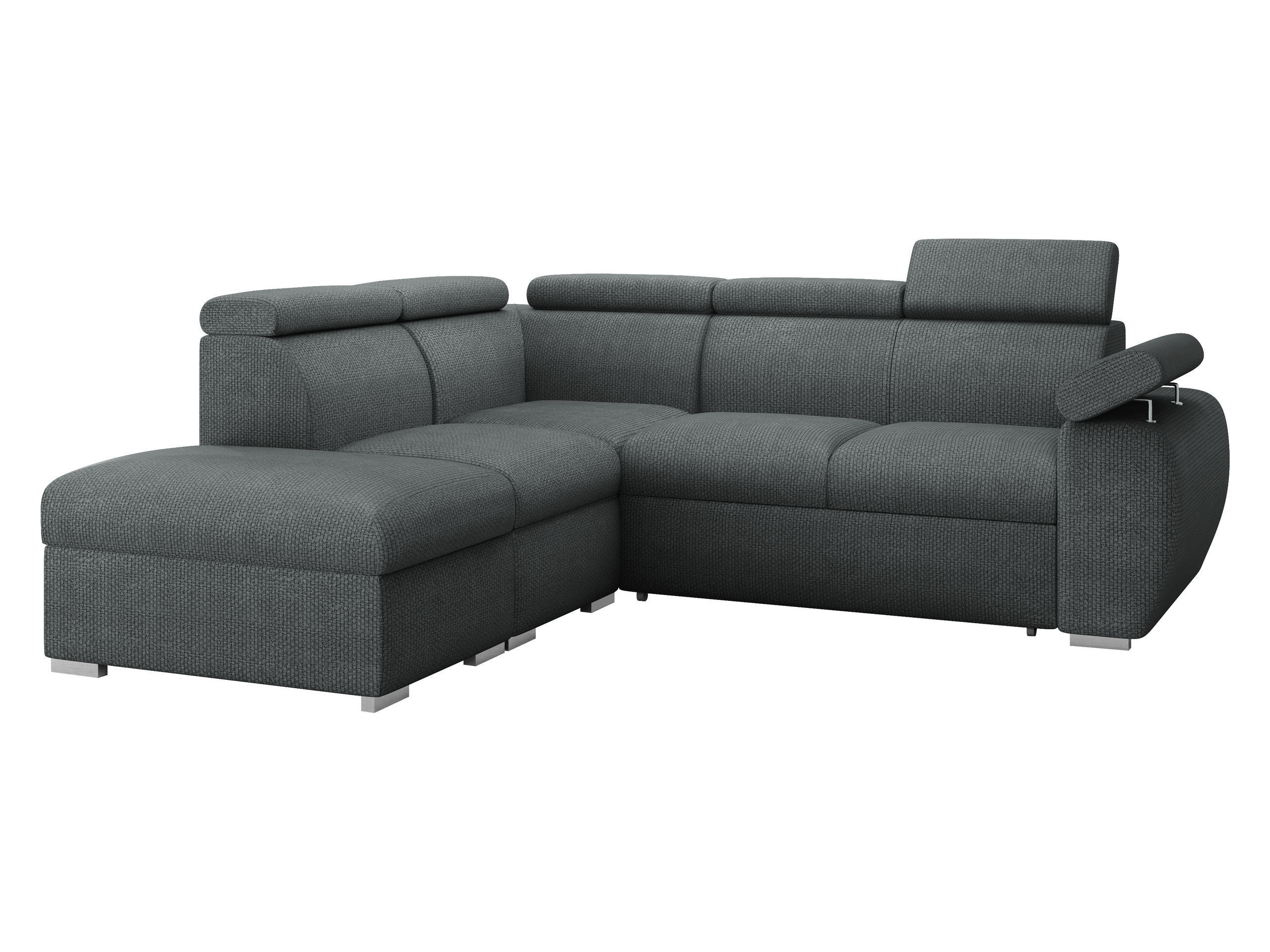 ECKSOFA Boston 2RR1P, Seite: Links PUFAP+R+1P(65)+2R - Silberfarben/Blaugrau, Holz/Textil (260/230cm) - MIRJAN24