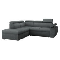 ECKSOFA Boston 2RR1P, Seite: Links PUFAP+R+1P(65)+2R - Silberfarben/Blaugrau, Holz/Textil (260/230cm) - MIRJAN24