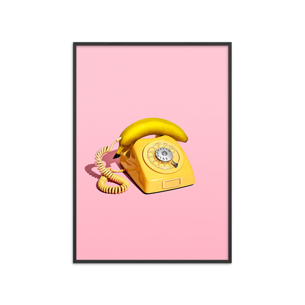 POSTER mit Rahmen Supermercat - Banana phone - Pink/Schwarz, Holz/Papier (30/40cm) - Poster&Frame