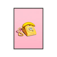 POSTER mit Rahmen Supermercat - Banana phone - Pink/Schwarz, Holz/Papier (70/100cm) - Poster&Frame