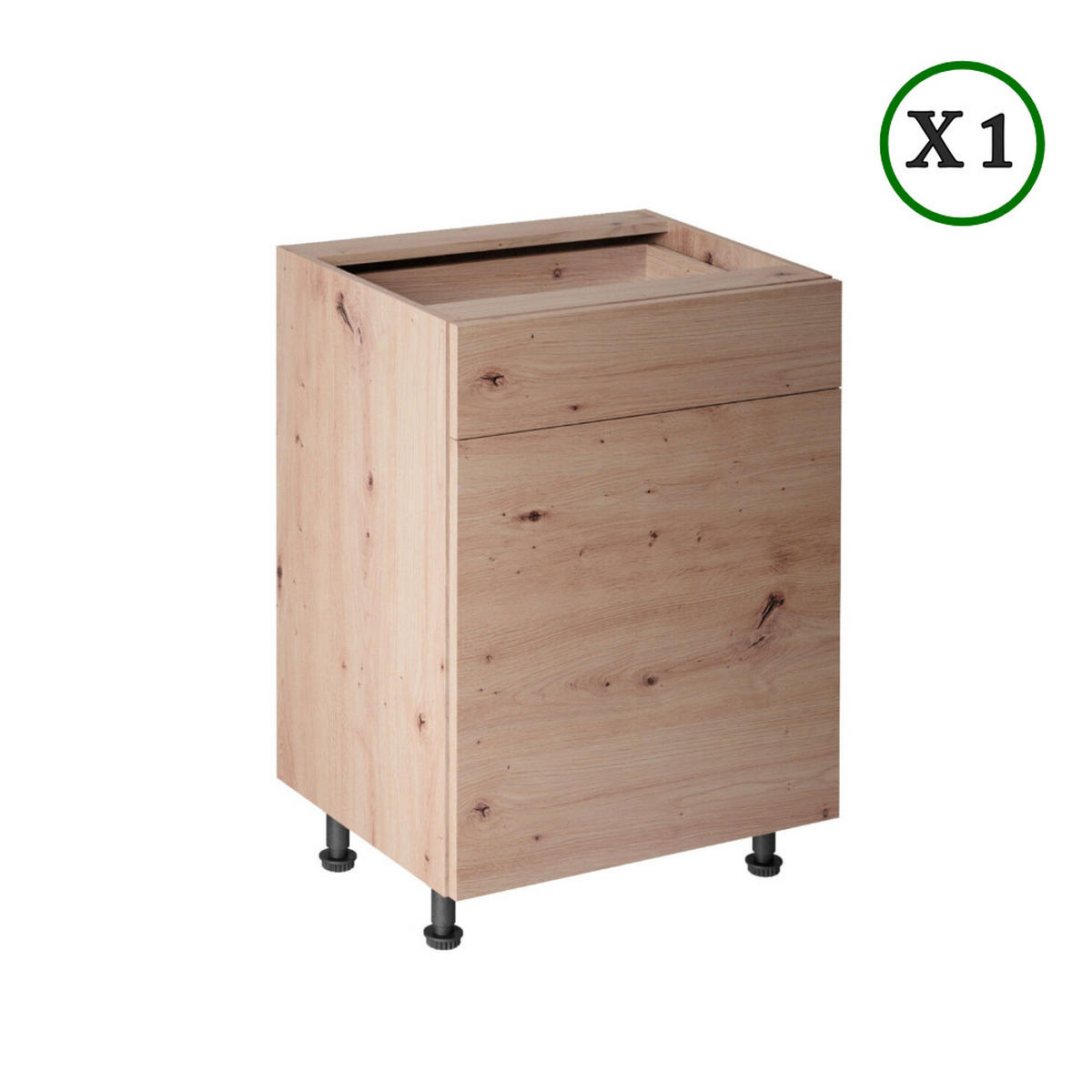 KÜCHENZEILE 260 cm - Langen K19-M260 - in Artisan Eiche - Schwarz/Eiche Artisan, Holz/Holzwerkstoff (260/210/47cm)