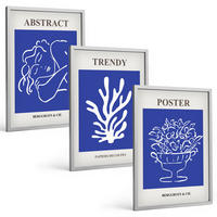 BILDER SET 3er Set - 40x60 cm Silberner Rahmen - Stilvolle blaue Poster - Silberfarben, Kunststoff (40/60cm) - TULUP