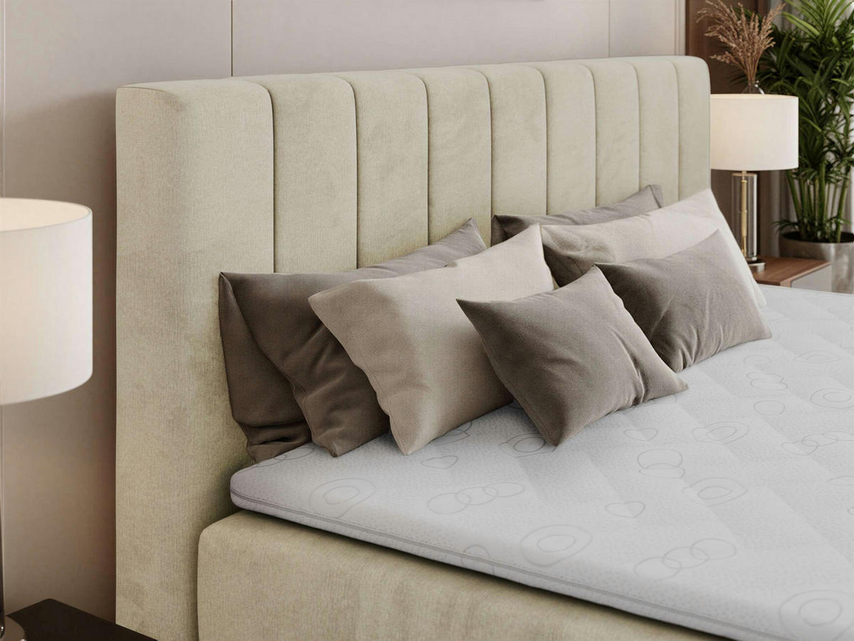 BOXSPRINGBETT ALVER 200/200 - Beige Velvet - H3 - Beige, Textil (200/200cm) - MKS