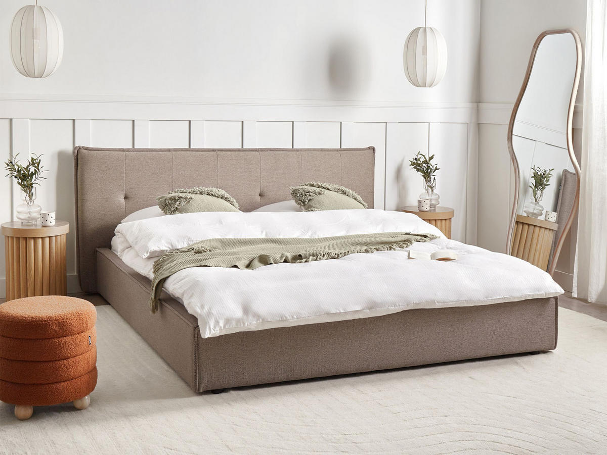 POLSTERBETT mit Lattenrost 180x200 cm Beige Lestre - Taupe, Textil (180/200cm) - Beliani