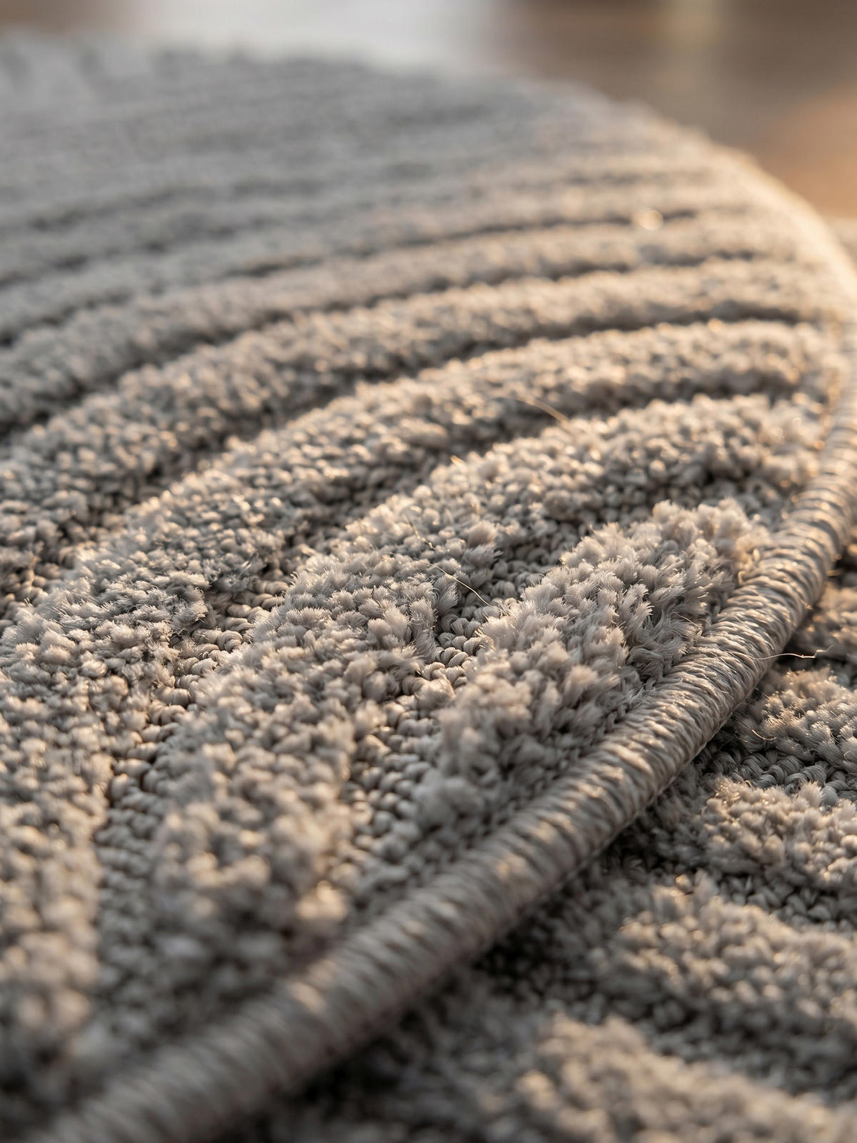 TEPPICH Wohnzimmer Hoch-Tief 3D-Effekt Organische Bögen mit 3D-Effekt OEKO-TEX 3D-Relief Boho Rund Silber 200x200 – RIGI - Silberfarben, Textil (200/200cm) - KADIMA DESIGN