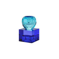 KERZENHALTER Sari Kugel Cube, Glas, Blau / Dunkelblau, H 8 cm - Blau, Glas (6/10/6cm) - Gift Company