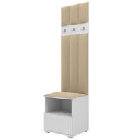 GEPOLSTERT Garderoben-Set Nela IV LUX (Farbe Weiß + Stoff Trinity 04) - Beige/Silberfarben, Holz/Holzwerkstoff (50/187/40cm) - Ravio