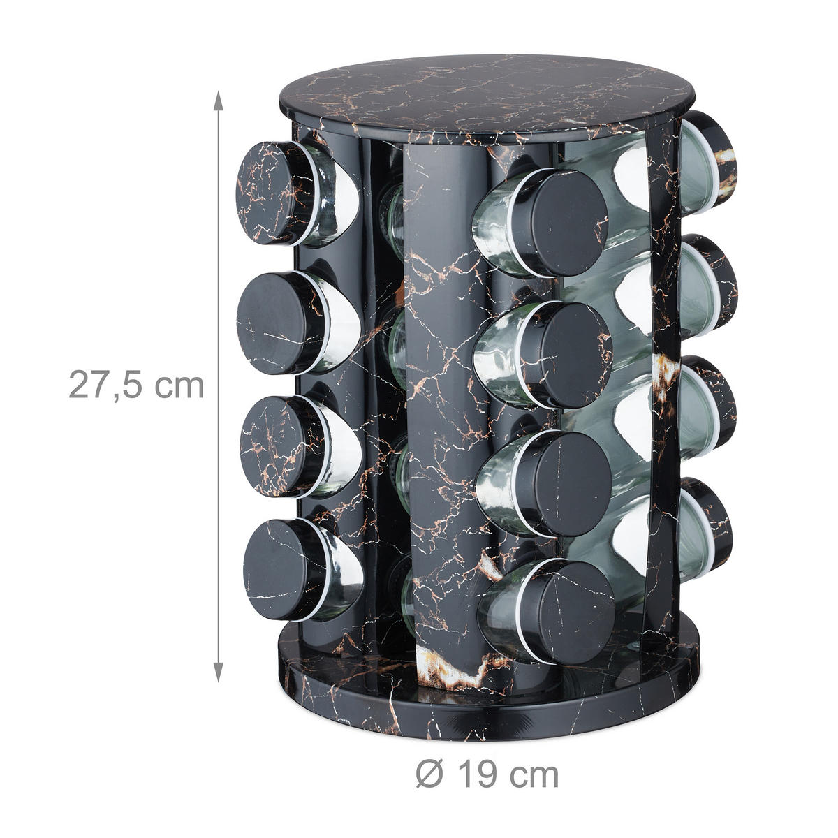 17tlg.GEWÜRZKARUSSELL - Multicolor, Glas/Kunststoff (19/27.5/19cm) - Relaxdays