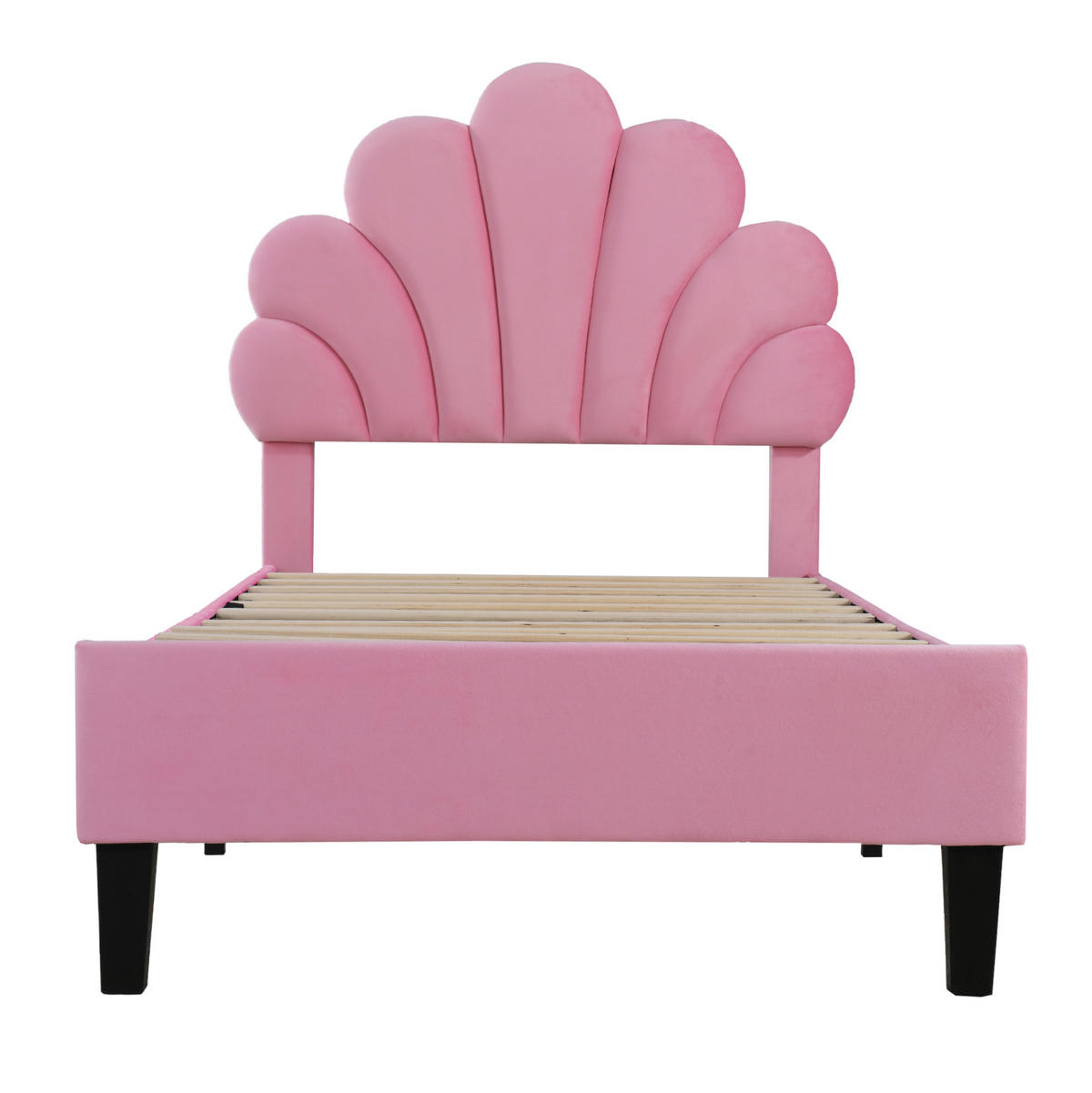 POLSTERBETT mit Blumenkopfteil 90x200 cm Samt Rosa - Pink, Holzwerkstoff (90/200cm) - Beauniv