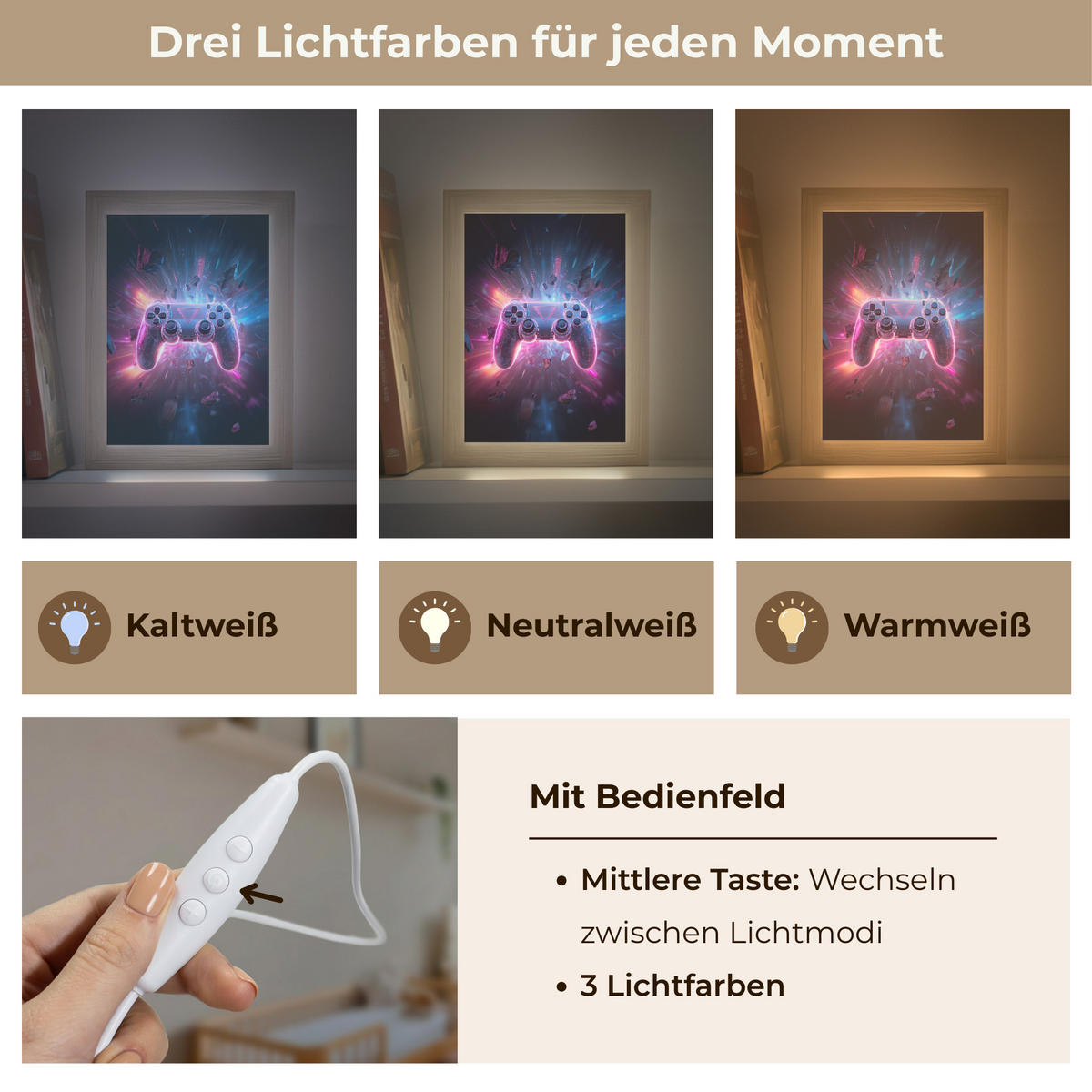 NACHTTISCHLAMPE Controller - Neon - Explosion - Abstrakt 15x20 cm - Violett, Holzwerkstoff (8/15/20cm)