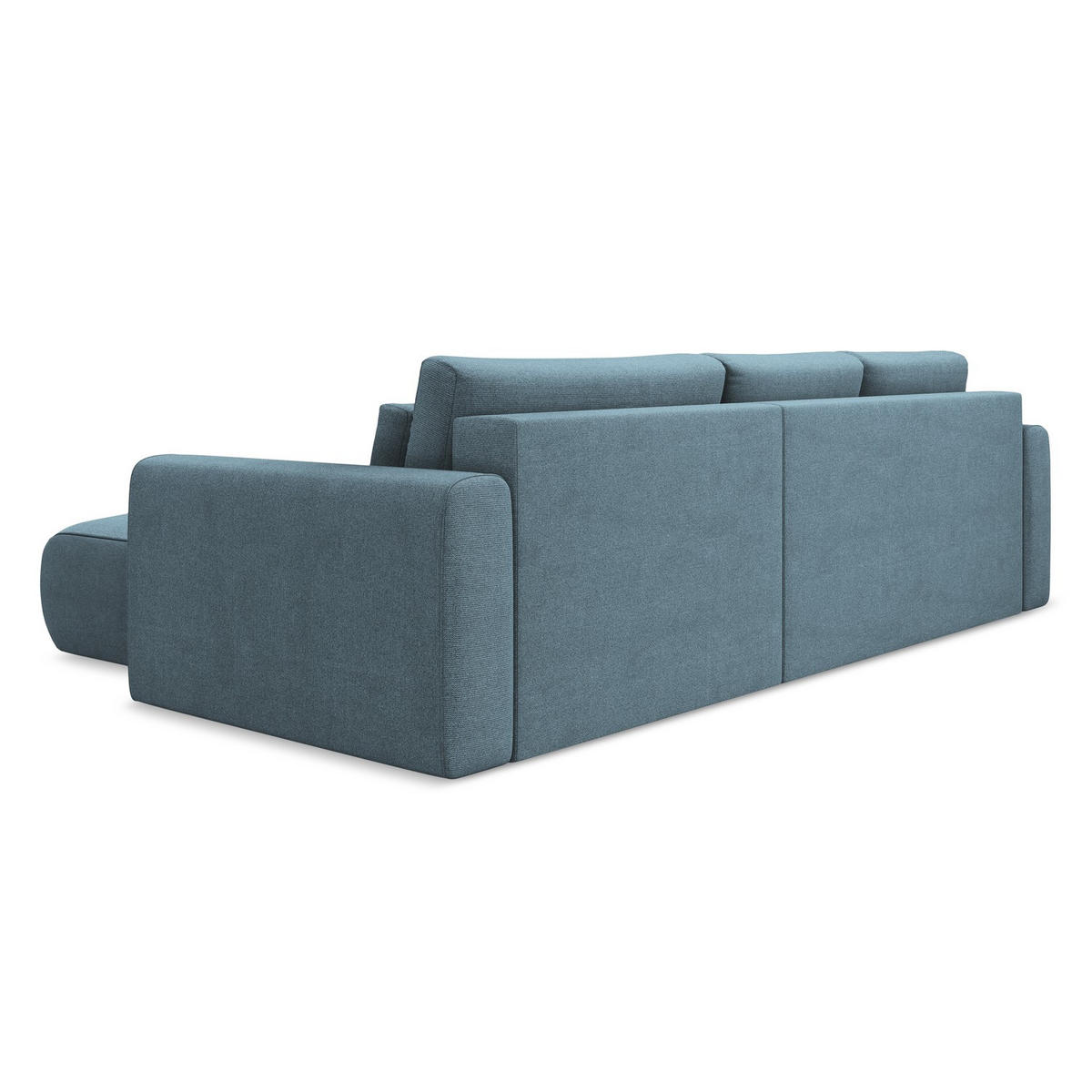 ECKSOFA mit Schlaffunktion Strukturstoff Stoff Blau - Blau/Schwarz, Kunststoff/Textil (278/149cm) - Makamii