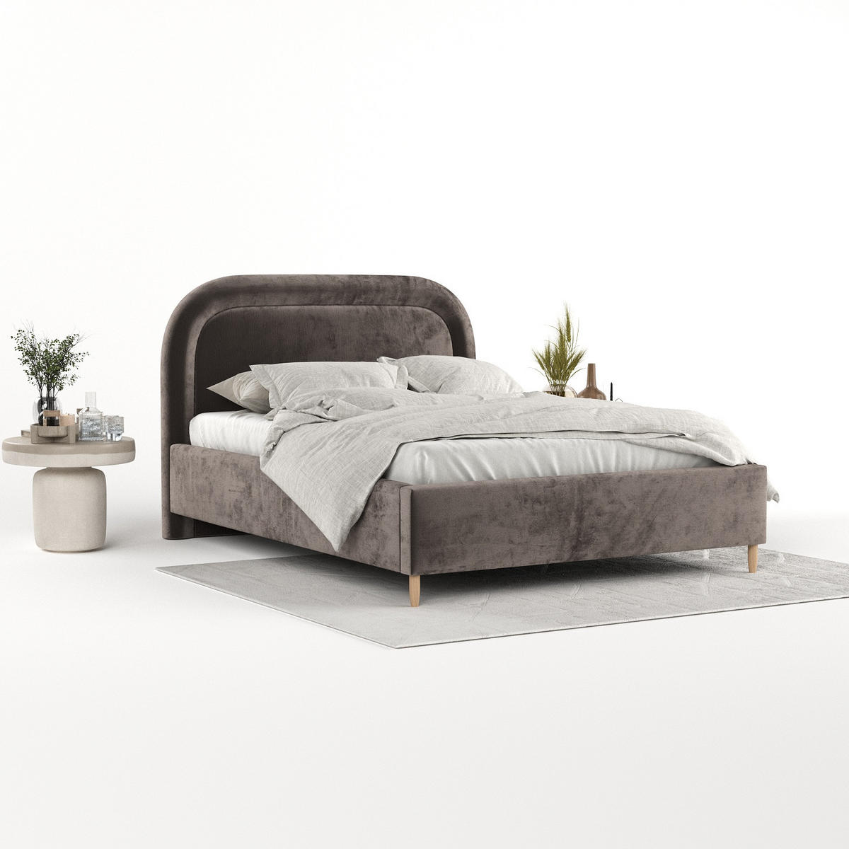 POLSTERBETT Zoya 180/200 cm Braun im Lotta Stoff - Naturfarben/Braun, Holz/Holzwerkstoff (180/200cm) - AltaBeds