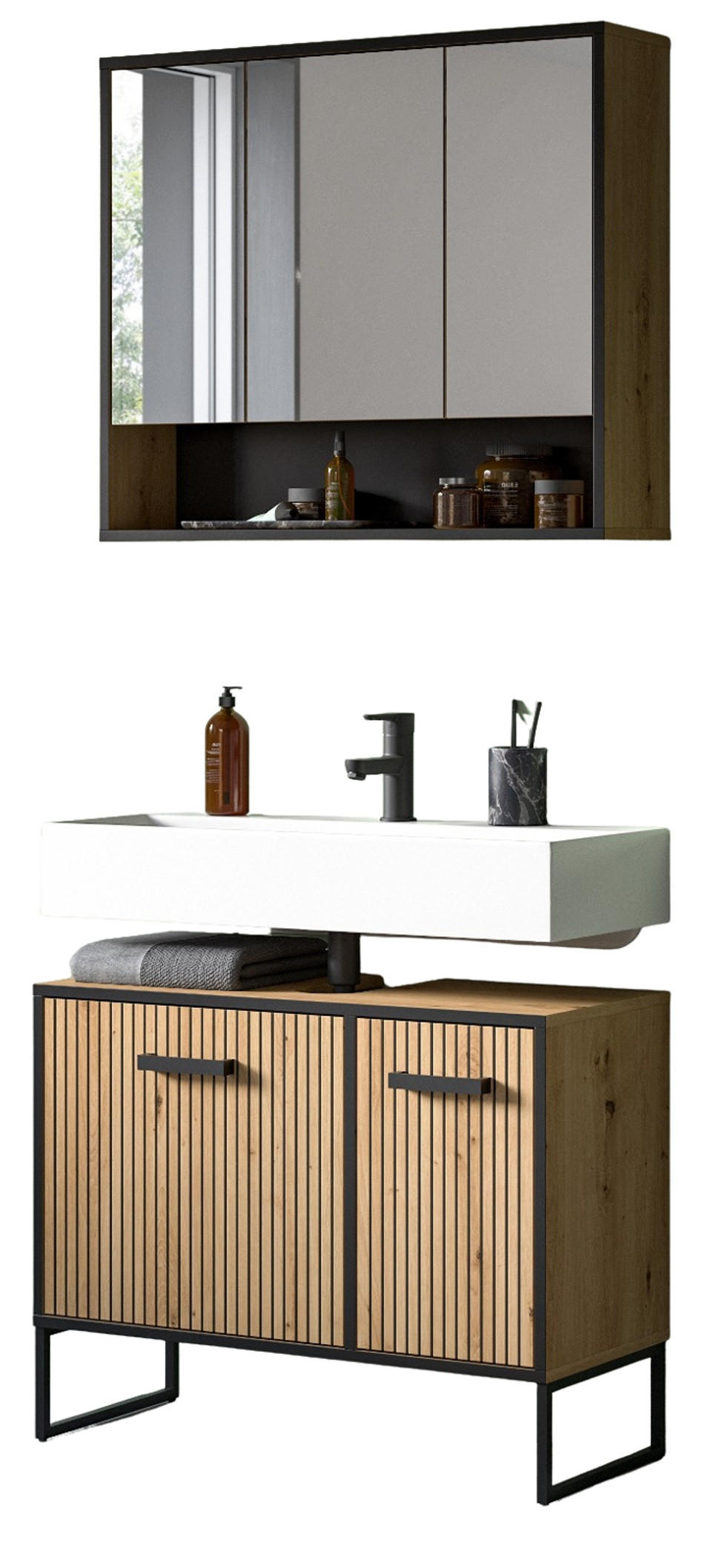 Inn.Furn Badmöbel-Set Eiche Artisan 80x192x36 cm