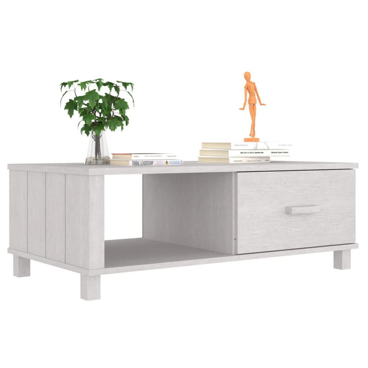 COUCHTISCH HAMAR Weiß 100x55x35 cm Massivholz Kiefer - Weiß, Holz (100/55/35cm) - furnicato