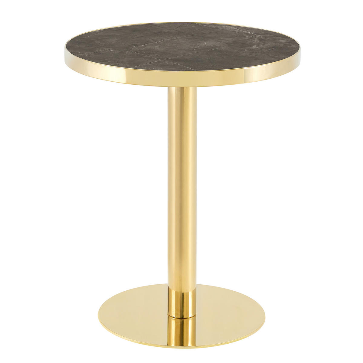 BEISTELLTISCH rund Grau/Gold Marmoroptik Edelstahlgestell - Goldfarben/Grau, Holzwerkstoff (60/60/73.3cm)
