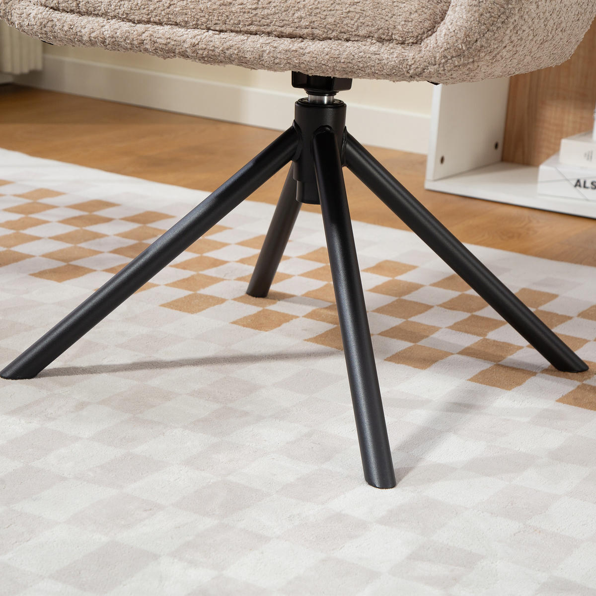 SESSEL Loungesessel mit Armlehne, 360° Drehfunktion, Leinenoptik, Hellbraun - Braun, Textil (58.5/78.5/59cm) - HOMCOM